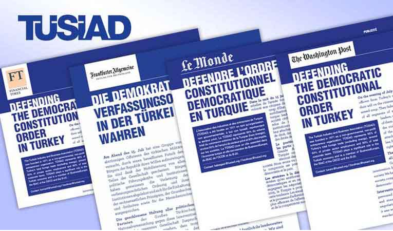 TÜSİAD'dan uluslararası basında 'demokrasi' ilanı